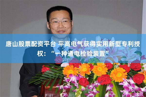 唐山股票配资平台 平高电气获得实用新型专利授权：“一种通电检验装置”